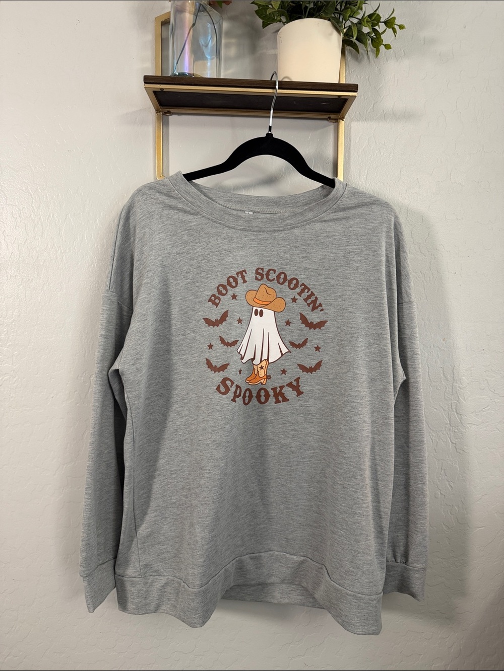 Gray 'Boot Scootin' Spooky' Graphic Sweatshirt - Women's